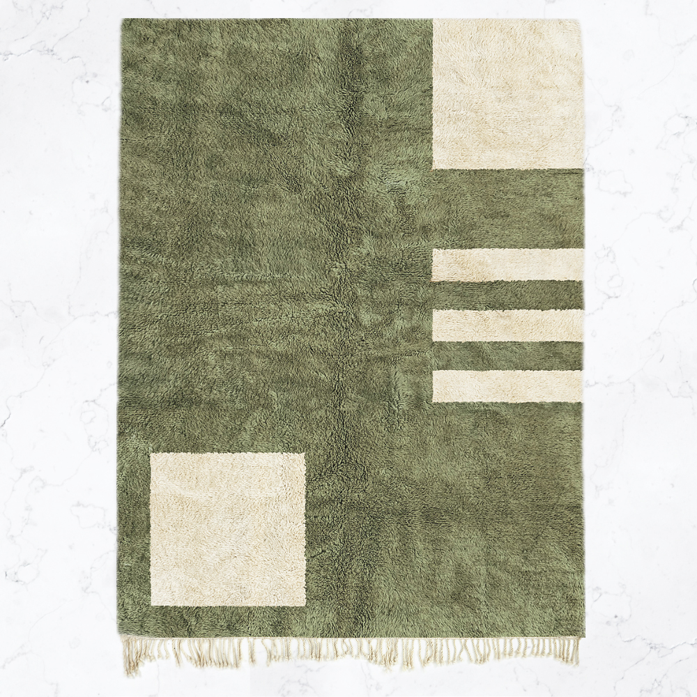 Moroccan custom rug from Beni Ourain, Wool, Green