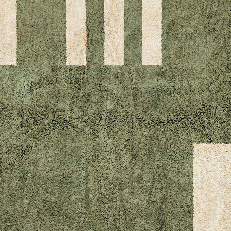 Moroccan custom rug from Beni Ourain, Wool, Green