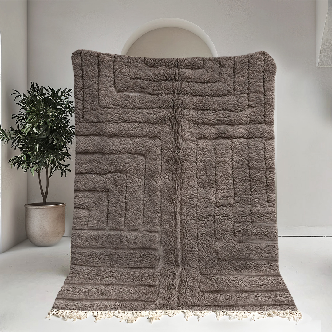 Moroccan custom rug from Beni Ourain, Wool, Gray