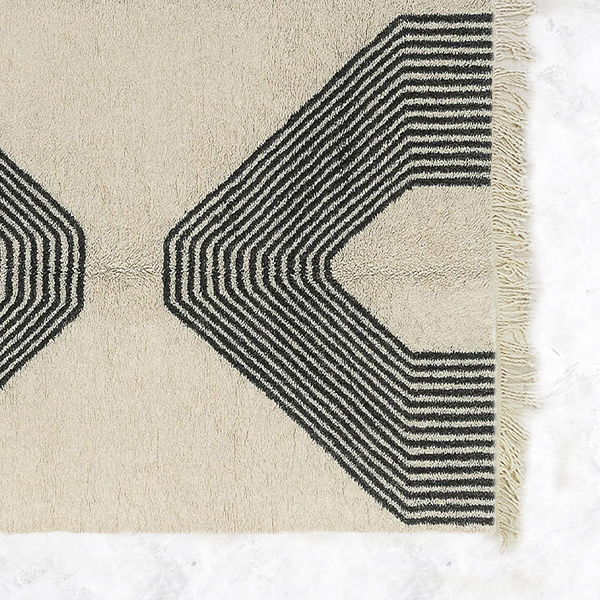 Moroccan custom rug from Beni Ourain, Wool, black and white