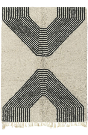 Moroccan Area Rug is a black and white Abstract Rug with a Modern Rug Design in a Beni Ourain Art Rug Texture Handmade Using Organic Wool Rug