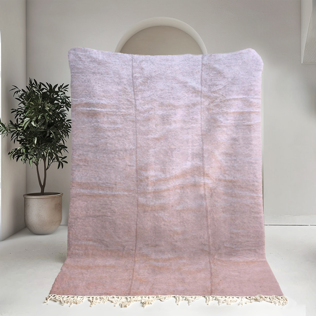 Moroccan custom rug from Beni Ourain, Wool and Thread, White
