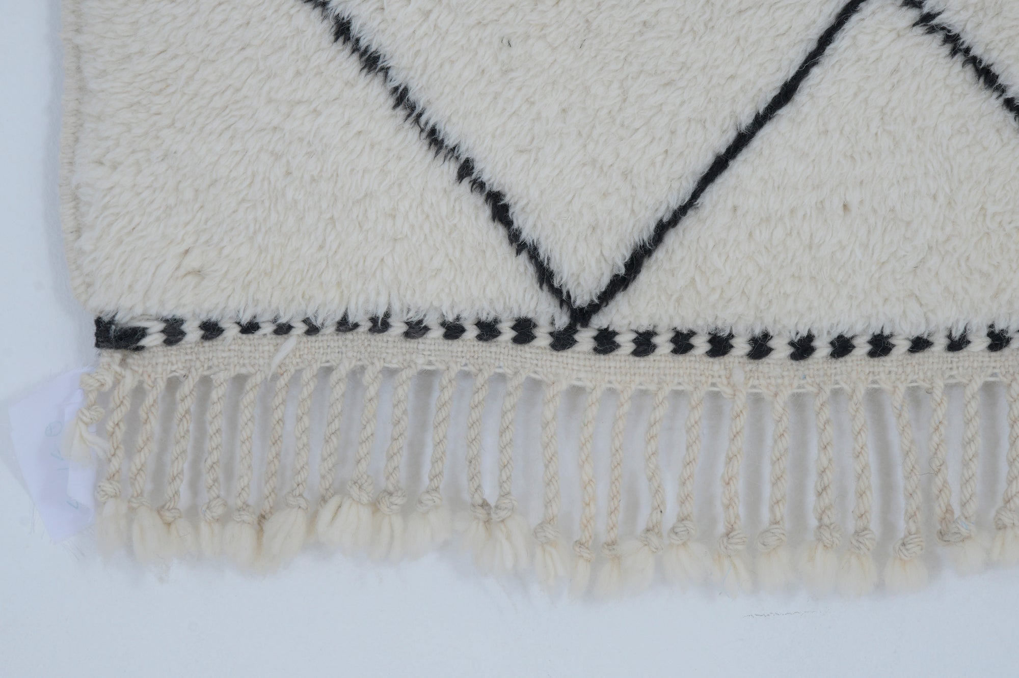 Moroccan custom rug from Beni Ourain, Wool and Thread, black and white
