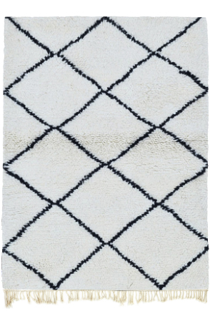 Trellis Black and White Moroccan Wool Rug 3307