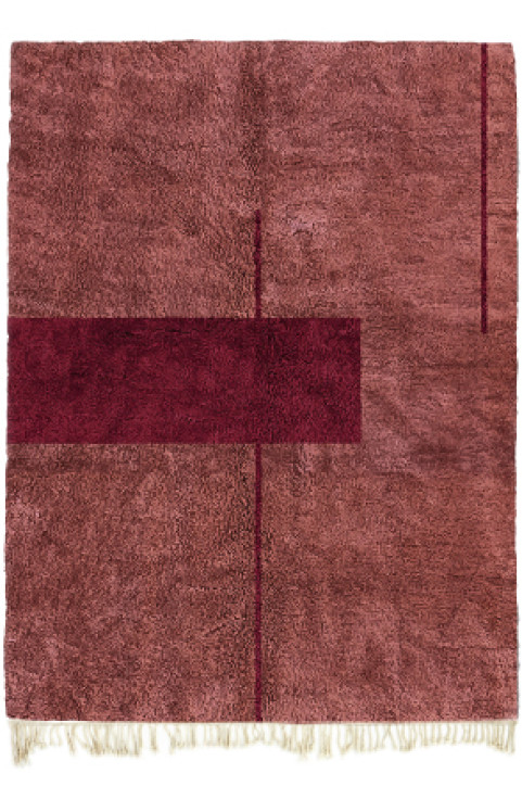 Red Abstract Rug, Moroccan Wool Rug, Red Beni Ourain Rug, Handmade Rug, Red Rug for Bedroom, Rug Red, 9x12 Rug Wool