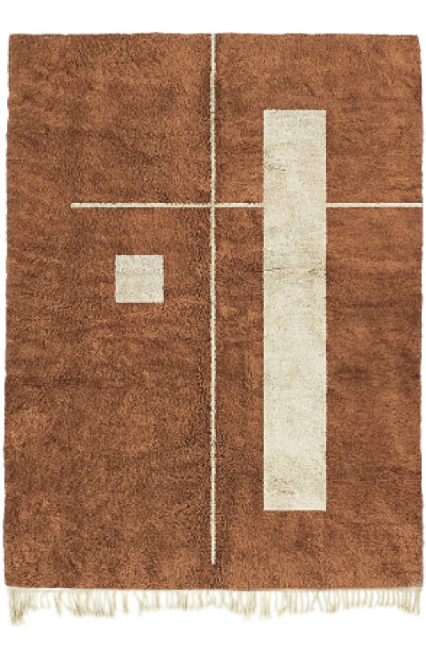 Moroccan Wool Rug, Orange Abstract Rug, Beni Ourain Rug, Orange Area Rug, Handmade Wool Rug, Modern Rug, Contemporary Rug for Living Room