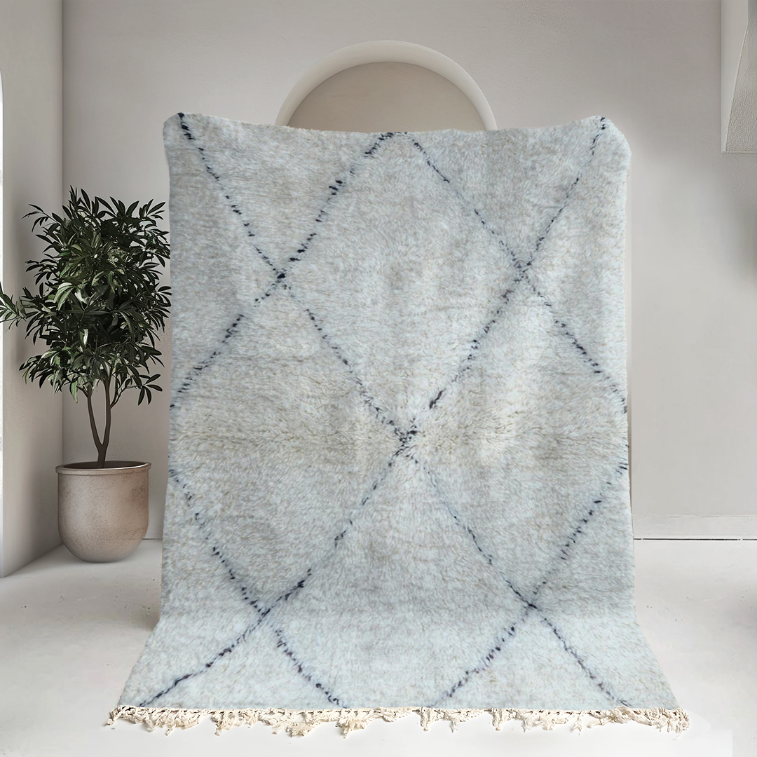 Zigzag Black and White Moroccan Rug 3365
